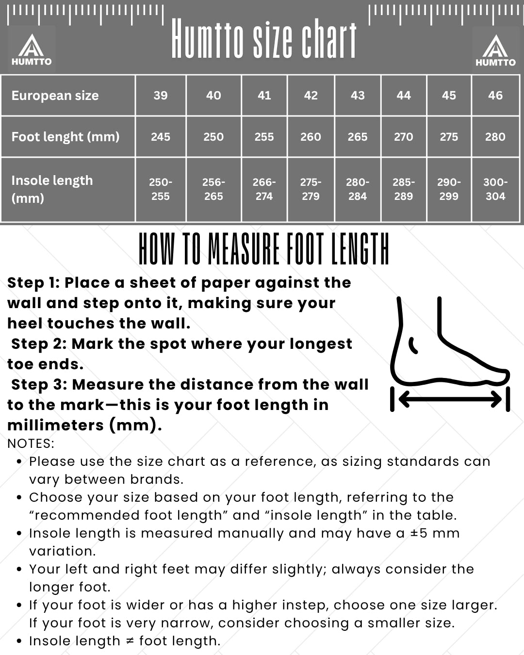 Size chart