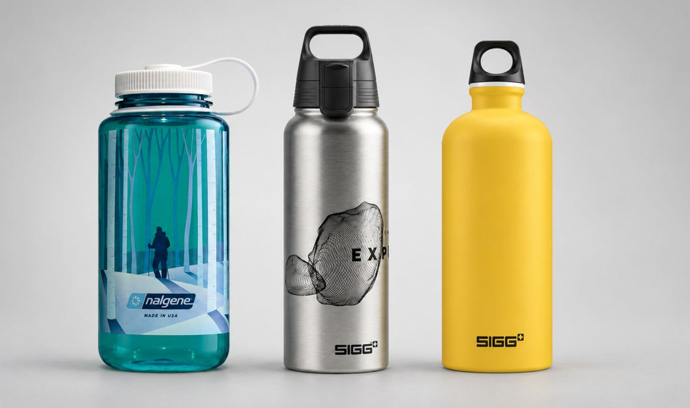 SIGG un Nalgene ūdens pudeles pārgājieniem, ceļošanai un ikdienai