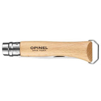 opinel nazis ar korķa skrūvgriezi un pudeļu attaisāmo, koka rokturis, tūrisma nazis pārgājieniem un kempingam Latvijā