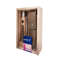 Opinel nazis ar korķvītni un pudeles attaisāmājs, koka rokturis, komplektā R-PET futlāris, kempingam un pārgājieniem.