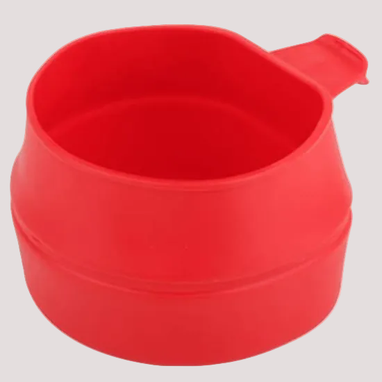 Red silicone cup with handle