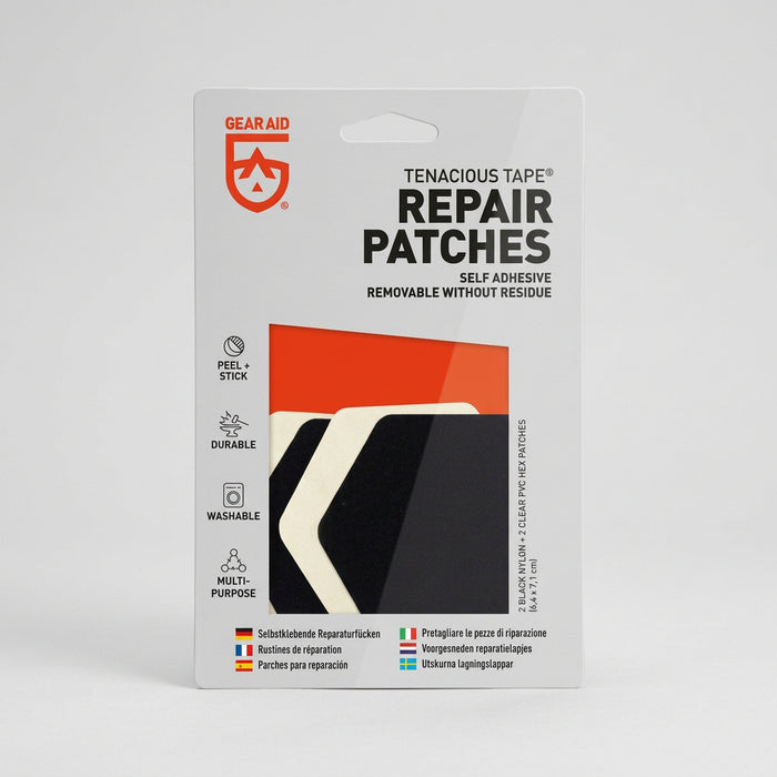 GearAid Tenacious Tape Hex formas ielāpi melnā un caurspīdīgā krāsā