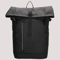 Black roll-top backpack waterproof