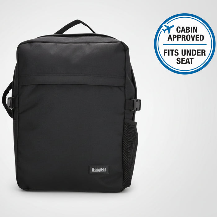 Beagles Kyoto zem sēdekļa novietojamā rokas bagāžas mugursoma, melna