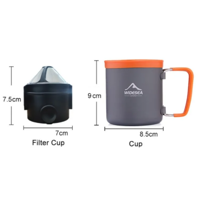 - Widesea Camping Coffee Tea Set Mug Filter Cup ar viegli salokāmu dizainu ērtai uzglabāšanai, Outfish
- Izgatavots no izturīga alumīnija un nerūsējošā tērauda, piemērots kempingam, piknikiem un tūrismam, Outfish