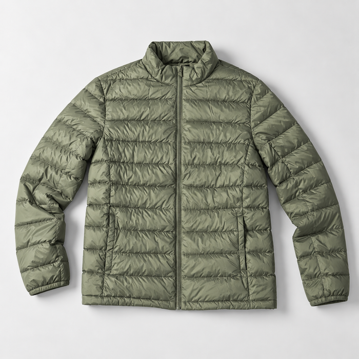 HUMTTO olive green quilted insulated inner jacket, front view