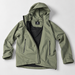 HUMTTO olive green insulated outdoor jacket, hooded outer shell front view
