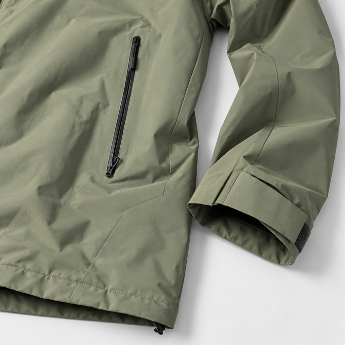 HUMTTO olive green outer jacket zippered pocket and adjustable cuff detail