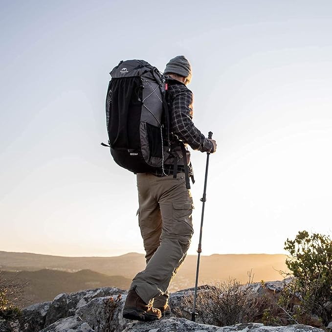 Naturehike Rock 60L+5L Pārgājienu Mugursoma Melnā Krāsa