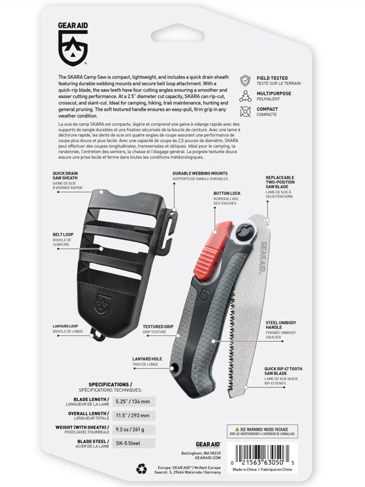 Kempinga zāģis GearAid Skara SK-5 oglekļa tērauds saliekams dizains melns
