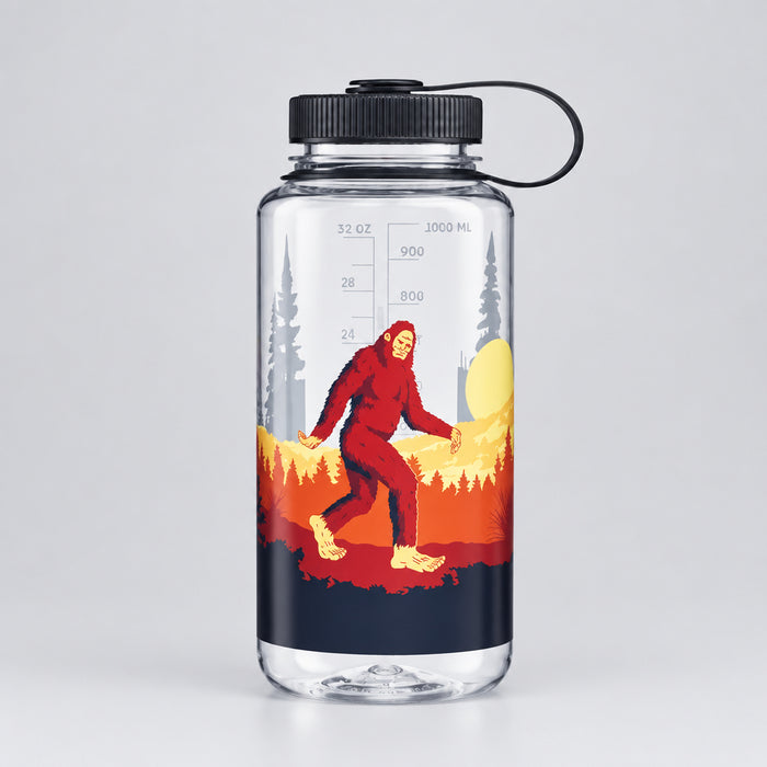 Nalgene pudele 32oz WM caurspīdīga ar melnu "Sasquatch" apdruku