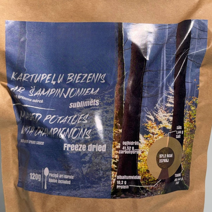 Kartupeļu biezenis ar šampinjoniem un saldo krējumu – liofilizēta veģetārā maltīte 571,2 kcal
