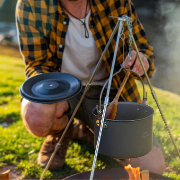 Котелок для похода Naturehike 4L анодированный алюминий стенка 1 мм серый