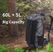 Naturehike 60L+5L Multifunctional Mountain Bag with Rain Cover - Outfish