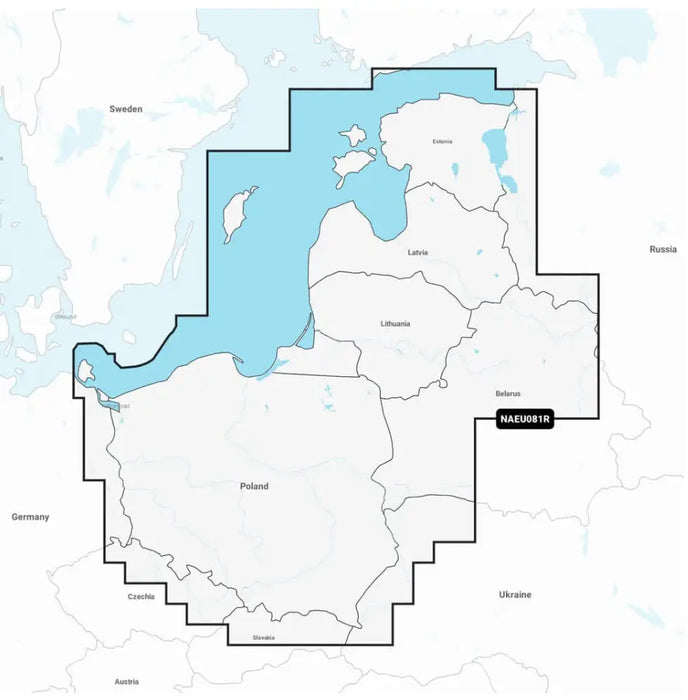 Marine Charts Navionics+ NAEU081R — Baltic Sea, East Coast — East Coast coverage overview