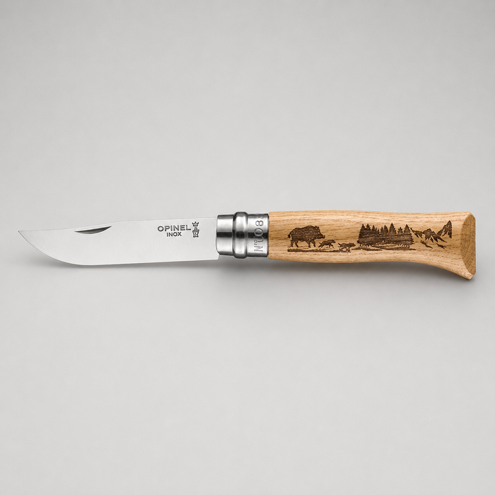 Folding Knife with Laser-Engraved Handle – Opinel Animalia Wild Boar No.8