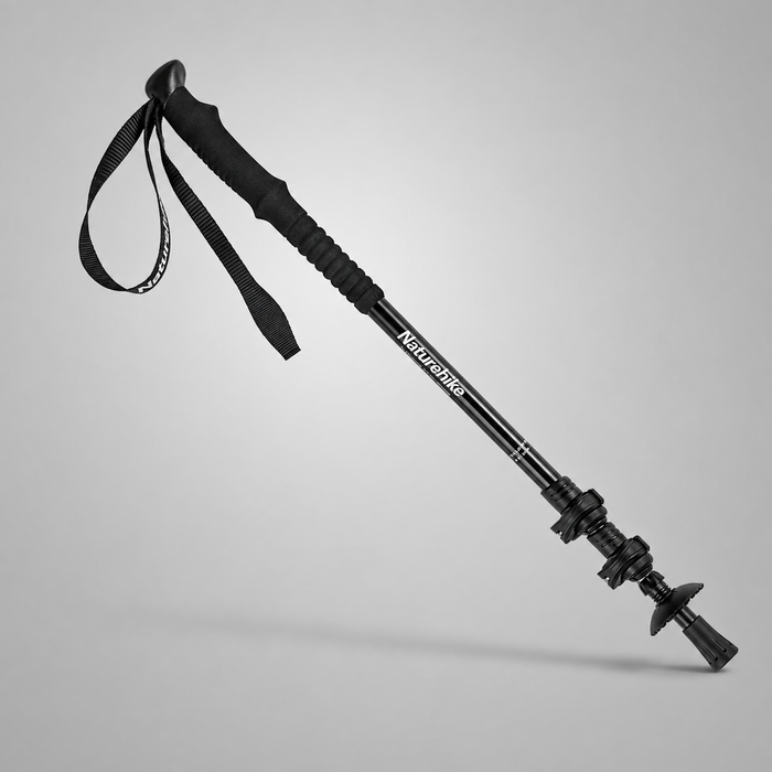 Trīsdaļīga alumīnija trekinga nūja – Naturehike ST01, 62–135 cm, melna