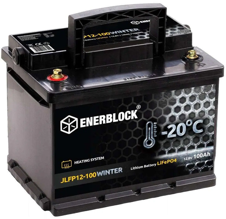 ENERBLOCK Litija ziemas akumulators LiFePO4 LFP 12V 100AH BMS 1280Wh