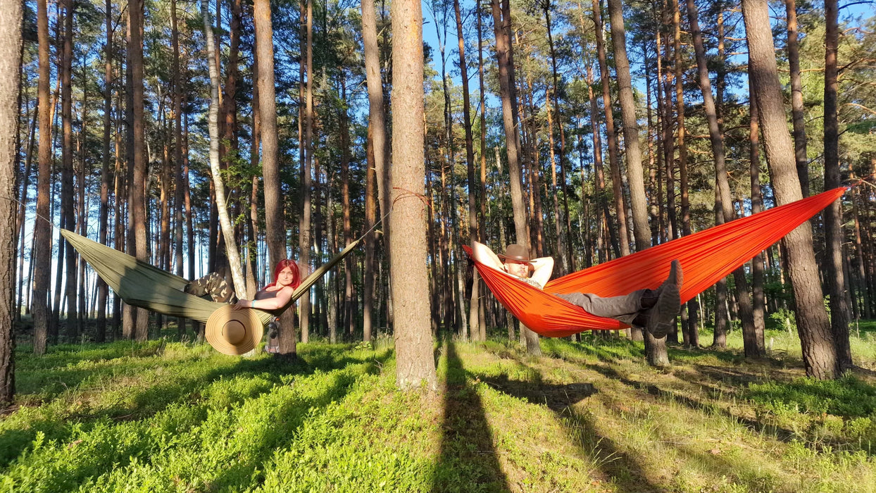 Lightweight Travel Hammock Bushmen EASY parachute nylon olive 400g