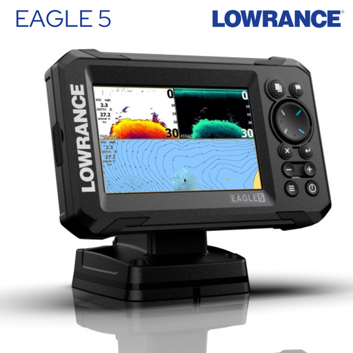 - Lowrance Eagle 5 SPLITSHOT HD ROW zvejas sonārs ar IPS displeju, augstas izšķirtspējas Ekrāns ar redzamību no visiem leņķiem, saderīgs ar TripleShot™ HD un SplitShot™ HD tehnoloģiju, globālā bāzes karte, izvēles iespējas C-MAP DISCOVER® atjauninājumiem, Lowrance,