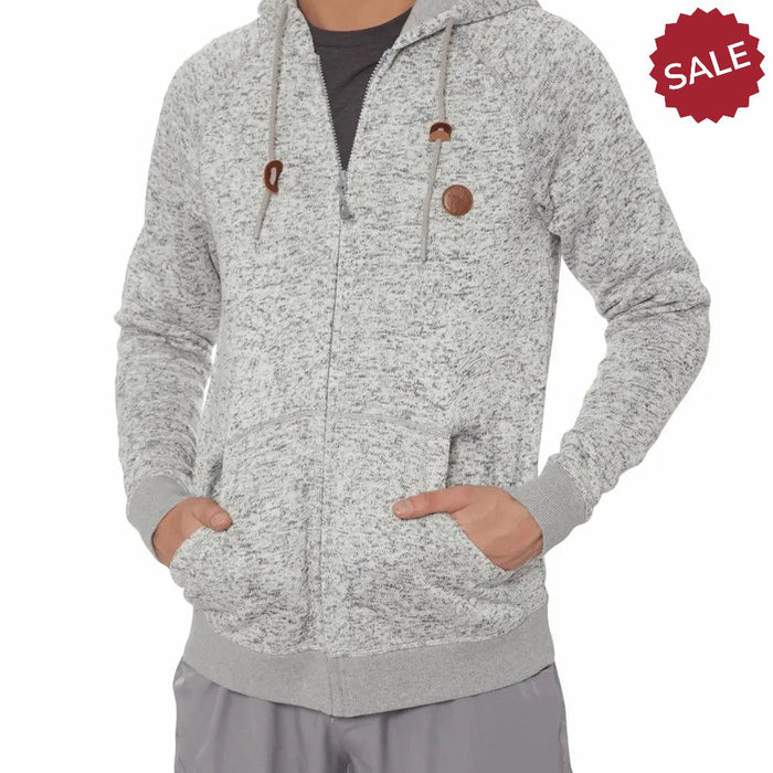 FHM Avalon Knitted Fleece Jacket Grey with Hood - Outfish