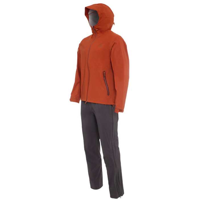 FHM lietus kostīms sievietēm, ūdensnecaurlaidīgs 10000 mm, terrakotas krāsā, piemērots pārgājieniem un lietainam laikam.