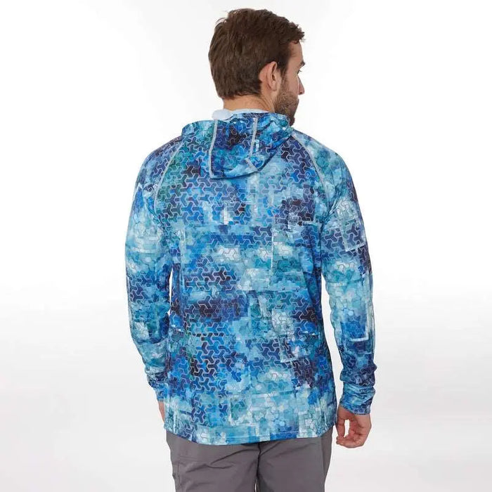 - Vīrietis ģērbies zilā "FHM Hoodie Mark Print Blue" sporta jakā ar garām piedurknēm
- Jakas dizains piedāvā augstu UV aizsardzību (UPF 50+)
- Jakai ir kapuce un unikāls zils apdrukas raksts 
- Materiāls ir elpojošs un ātri žūstošs
- Piemērota dažādām āra aktivitātēm, jo īpaši ūdenssportiem 
- 100% poliesters, viegla un ērta apģērbs
- Produkts Outfish