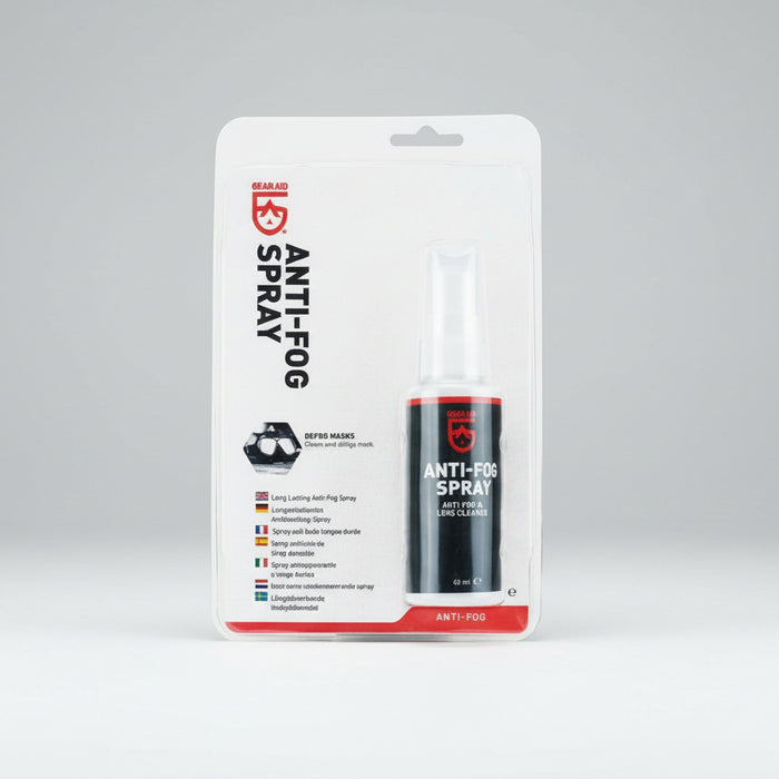 GearAid Anti-Fog Spray 60ml attīra un novērš aizsvīšanu uz brillēm, maskām un optiskajiem līdzekļiem ar bezalkohola formulu.