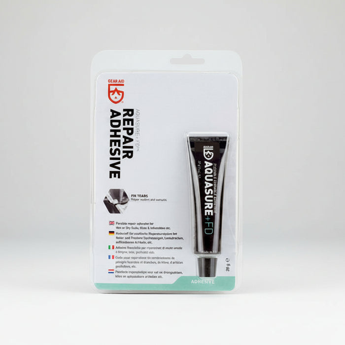 GearAid Auqasure+FD Flexible Durable Adhesive 28g ūdensnecaurlaidīgs elastīgs līme āra ekipējuma remontam.