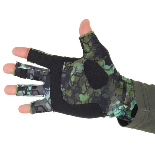 FHM Mark Sun Protection Gloves Print Khaki UPF 50+ - Outfish