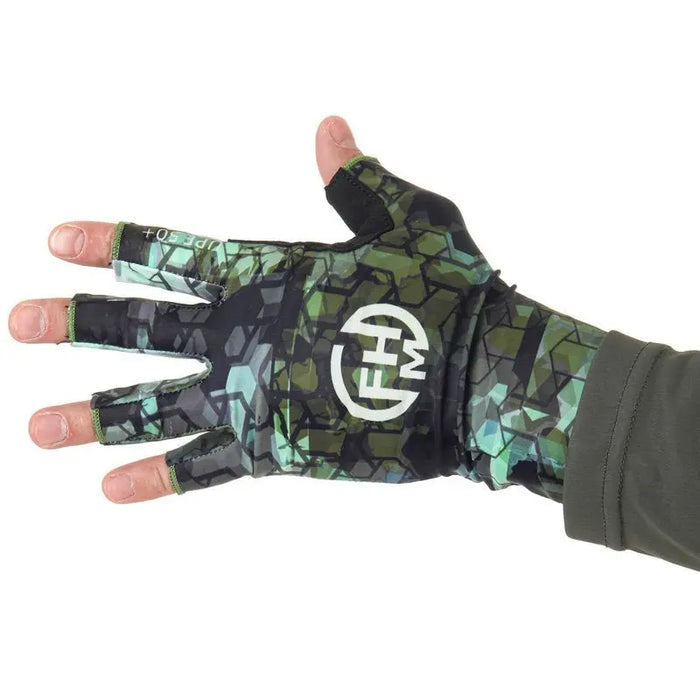 FHM Mark Sun Protection Gloves Print Khaki UPF 50+ - Outfish