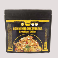 Pārtikas iepakojums ar 100g saldēti žāvētas brokastu ar olām maisījuma daļu.