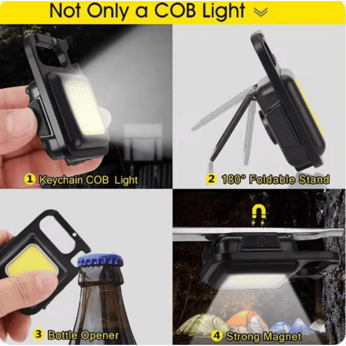 - Super Bright MINI COB Keychain Flashlight Charging Lamp, ar šarnīra statīvu
- Asākā gaismas opcija ar ilgmūžīgu akumulatoru
- Pudeļu atvērējs integrēts dizainā
- Spēcīgs magnēts stabilai uzstādīšanai
- Universāls lietojums: ikdienas vajadzībām, kempingam, ārkārtas situācijām
- Outfish