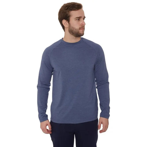 - Vīrietis valkā zilu garo piedurkņu kreklu "Longsleeve Wave" ar raglan stilu
- Izgatavots no plāna, izstiepta, mīksta un patīkama materiāla
- Sastāvs: 35% viskoze, 57% poliesters, 8% elastāns
- Svars: 0,4 kg
- Outfish