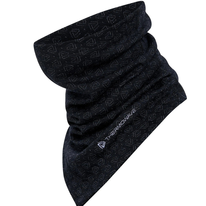 Merino Origin šalle ar Thermowave tehnoloģiju, melna, elpojoša un sildoša, piemērota āra aktivitātēm ziemā un rudenī.