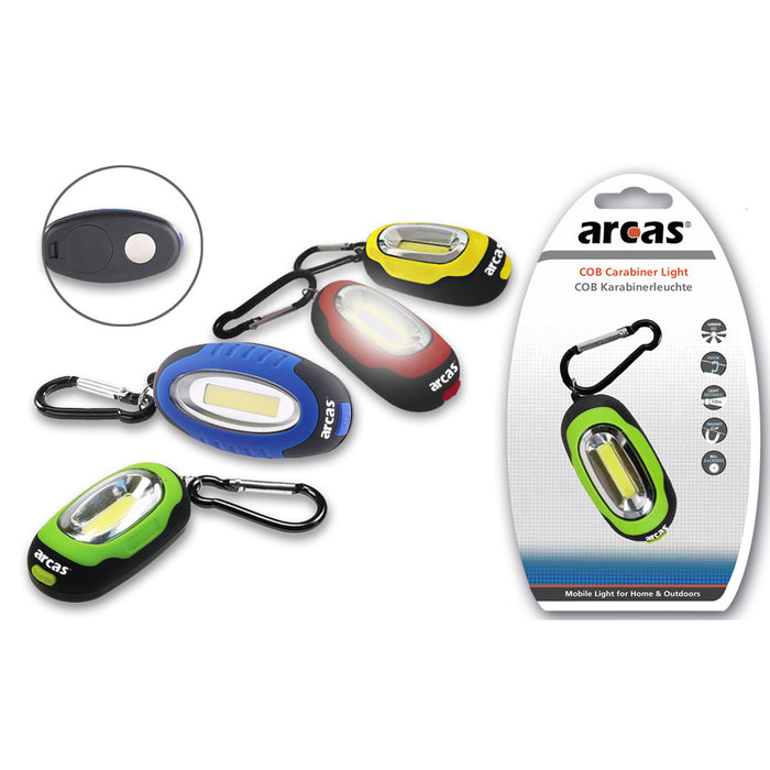 Mini lukturītis ar karabīni, COB LED + 2xCR2032, ARCAS