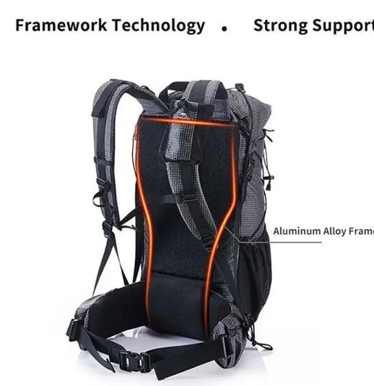 Naturehike Rock 60L+5L Pārgājienu Mugursoma Melnā Krāsa