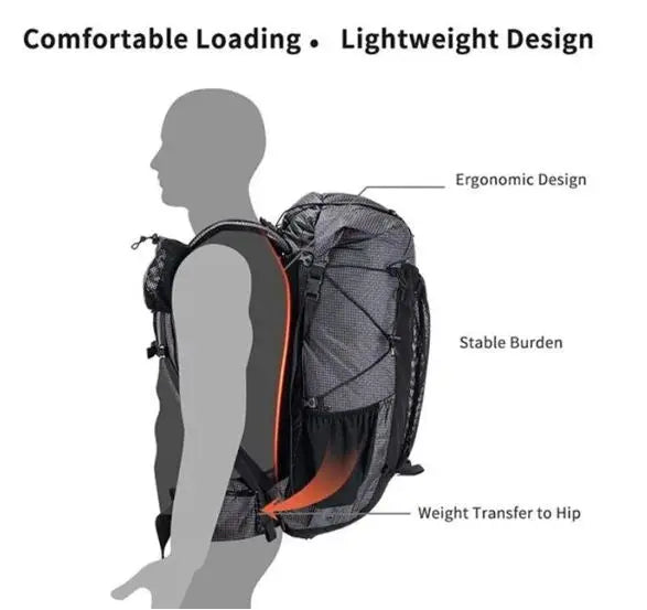 Naturehike Rock 60L+5L Pārgājienu Mugursoma Melnā Krāsa