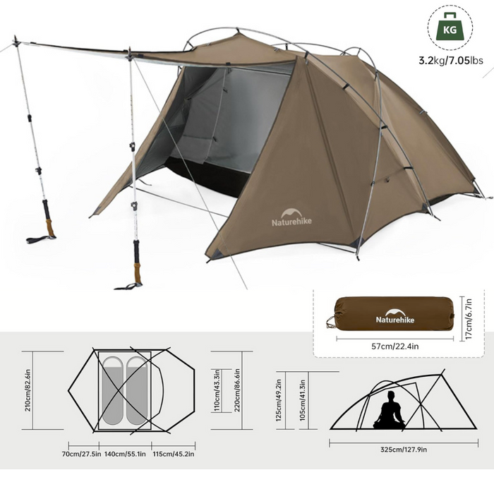 Naturehike Hillock6 One Bedroom One Hall Tent UPF50+ Brown Color Naturehike Hillock6 One Bedroom One Hall Tent UPF50+ Brown Color