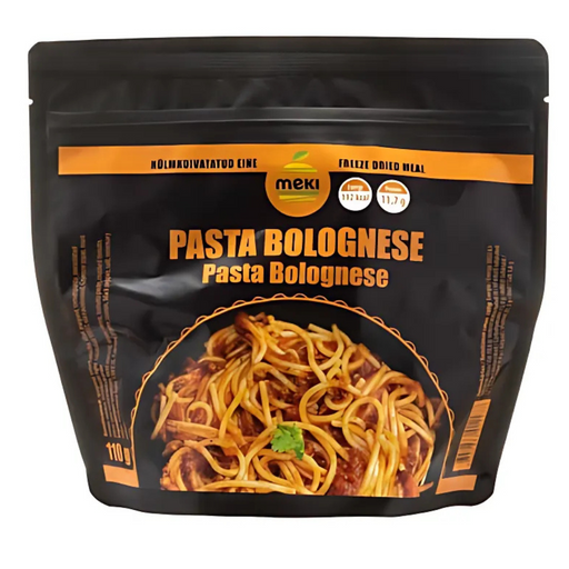 Meki Pasta Bolognese 110g tūrisma pārtika
Liofilizēti (auksti kaltēti) makaroni bolognese
Ēdienam nepieciešams tikai pievienot ūdeni
Ērts kempinga ēdiens