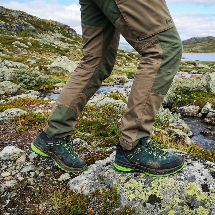 Low Hiking Boots Grisport Nubuck Leather Vibram Sole Waterproof Green