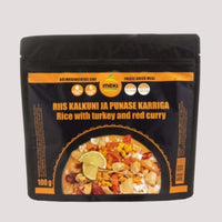 Mekki Rīsi ar tītaru un sarkano kariju
Liofilizēti rīsi ar tītaru un sarkano kariju
Ēdienam jāpievieno tikai ūdens.
Ērta kempinga pārtika