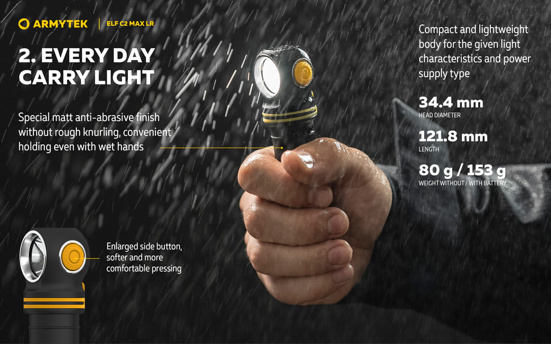 Armytek Elf C2 Max LR – ražotāja informatīvais slaids Nr. 5 par lukturi