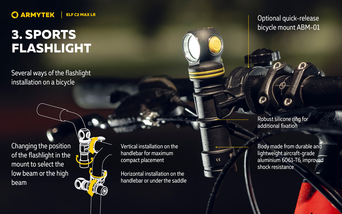 Armytek Elf C2 Max LR – ražotāja informatīvais slaids Nr. 7 par lukturi