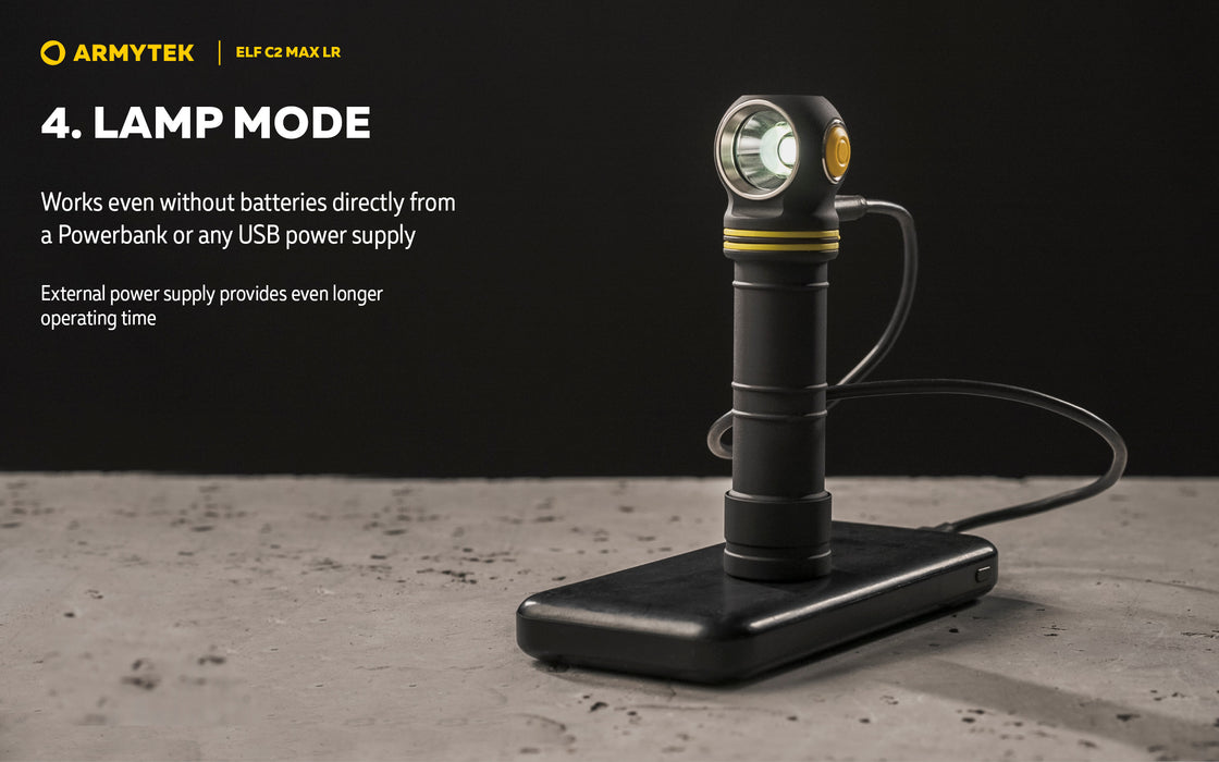 Armytek Elf C2 Max LR – ražotāja informatīvais slaids Nr. 8 par lukturi
