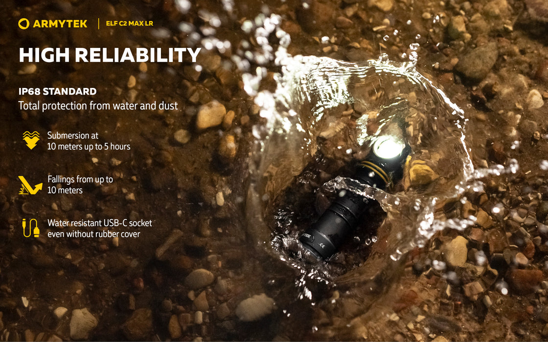 Armytek Elf C2 Max LR – ražotāja informatīvais slaids Nr. 20 par lukturi