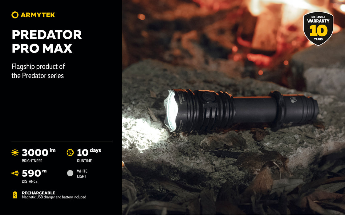 Armytek Predator Pro Max – ražotāja informatīvais slaids Nr. 1 par lukturi