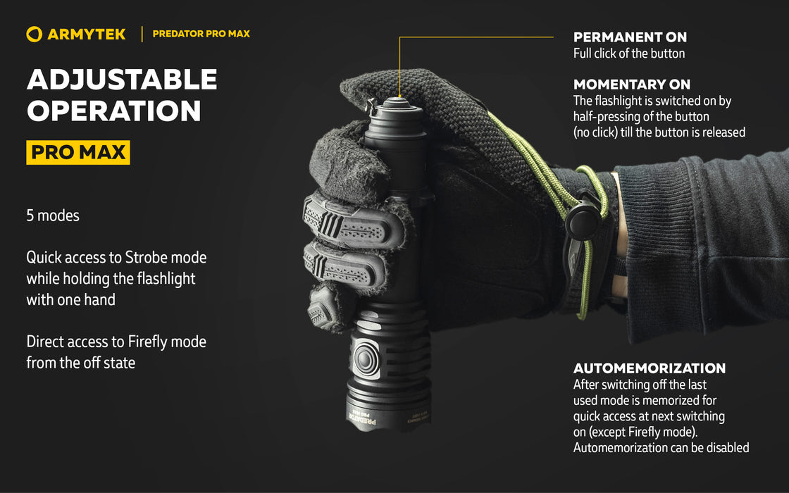 Armytek Predator Pro Max – ražotāja informatīvais slaids Nr. 9 par lukturi