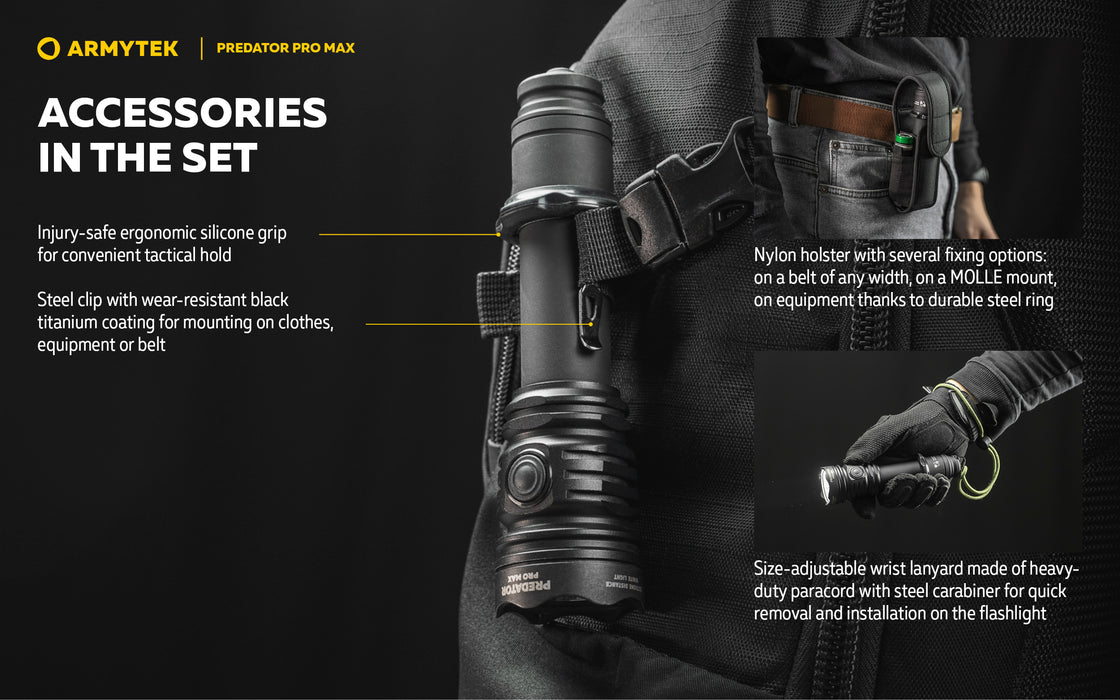 Armytek Predator Pro Max – ražotāja informatīvais slaids Nr. 16 par lukturi