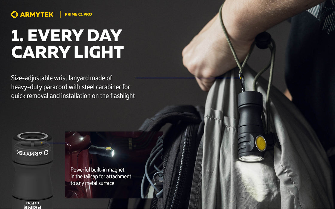 Armytek Prime C1 Pro – ražotāja informatīvais slaids Nr. 3 par lukturi
